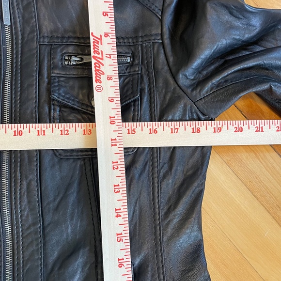 MICHAEL KORS Genuine Leather Moto Jacket Coat Tabbed Collar Y2K Boho Streetware - Picture 15 of 16